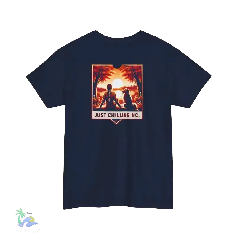 Girl relaxing with her dog - Unisex Heavy Cotton Tee - Just Chilling Inc.
