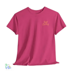 Girl relaxing with her dog - Unisex Heavy Cotton Tee - Just Chilling Inc.