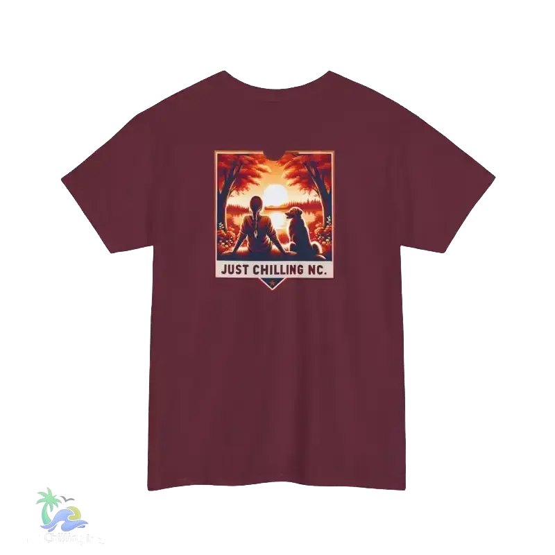 Girl relaxing with her dog - Unisex Heavy Cotton Tee - Just Chilling Inc.