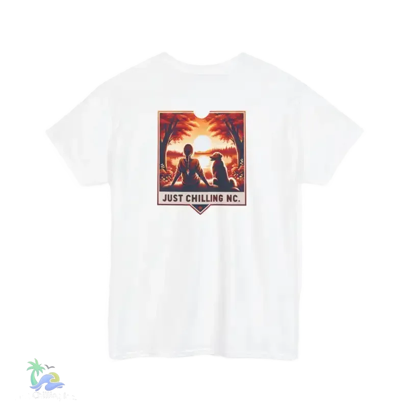 Girl relaxing with her dog - Unisex Heavy Cotton Tee - Just Chilling Inc.