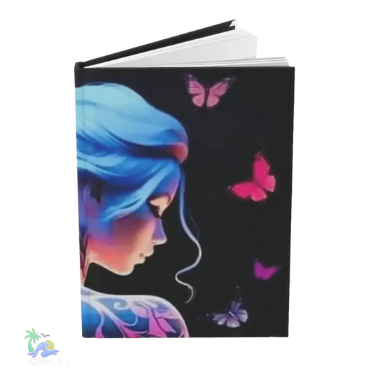 Hardcover Journal - Matte with Girl and Butterfly Design - Perfect Gift for All Ages - Just Chilling Inc. - 