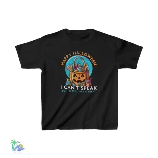 Kids Heavy Cotton™ Tee I can’t speak but would still like a treat - Black / XS - Kids clothes