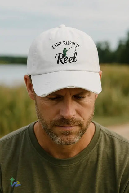 I Like Keepin’ It Reel – Distressed Fishing Cap - One Size - T-Shirt