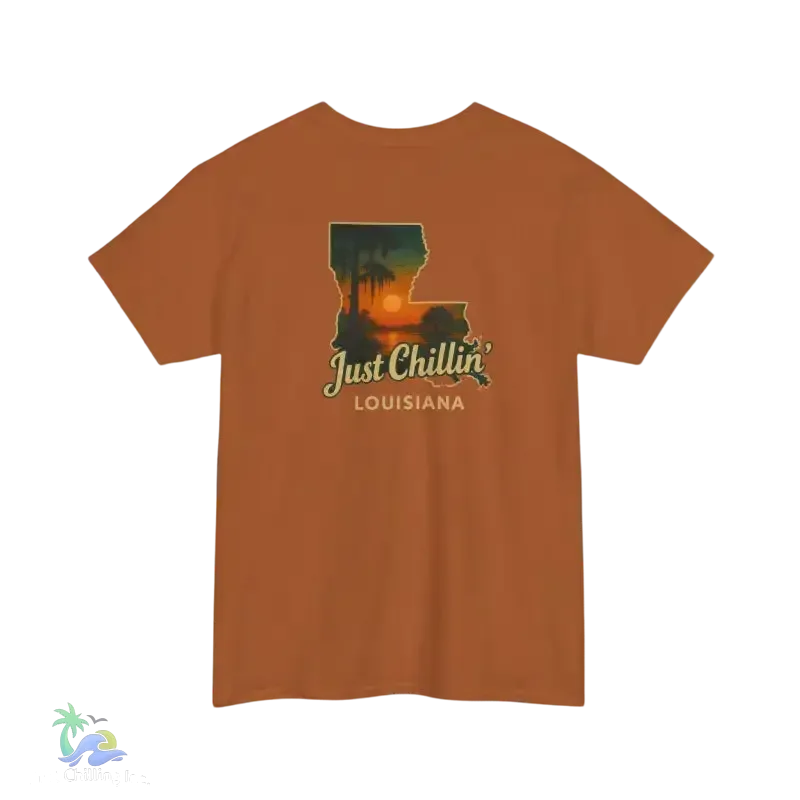 Just Chillin’ Louisiana Sunset Tee – Unisex Heavy Cotton State Pride Shirt - Just Chilling Inc.