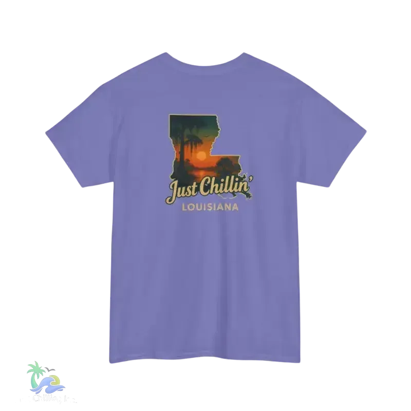 Just Chillin’ Louisiana Sunset Tee – Unisex Heavy Cotton State Pride Shirt - Just Chilling Inc.