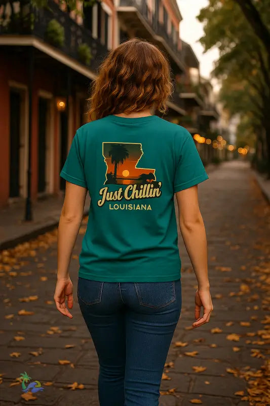 Just Chillin’ Louisiana Sunset Tee – Unisex Heavy Cotton State Pride Shirt T Shirt