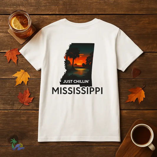 Just Chillin’ Mississippi Sunset Tee – Eco Friendly Unisex State Souvenir Shirt T Shirt