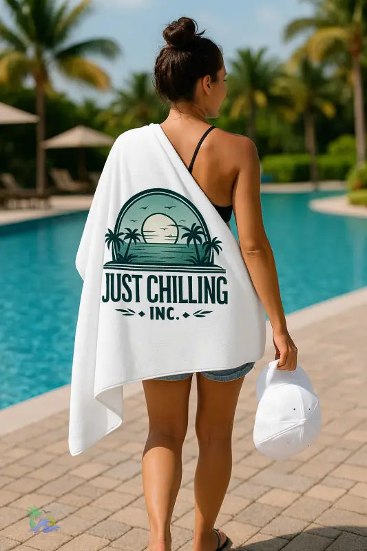 Just Chilling Beach Towel – Soft Stylish & - 18’’ x 27’’ - Home Decor