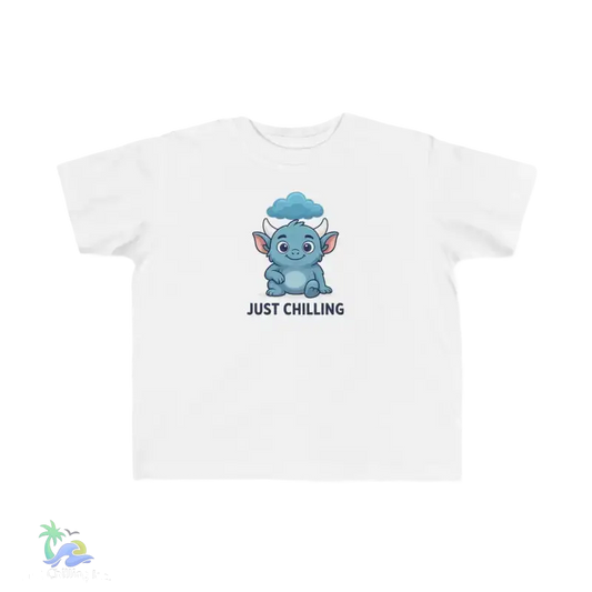 Just Chilling Little Monster Toddler’s Fine Jersey Tee - White / 2T - Kids clothes