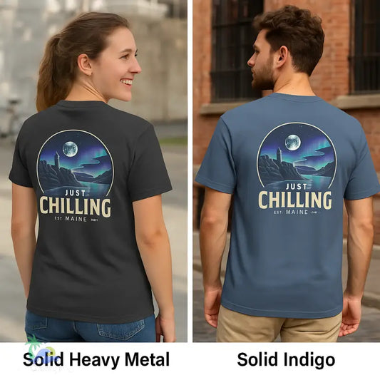 Just Chilling Maine Scenic T-Shirt – Unisex Northern Lights Graphic Tee - T-Shirt