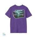 Just Chilling Washington State Tee – Scenic Mountain Back Print Unisex Comfort Shirt