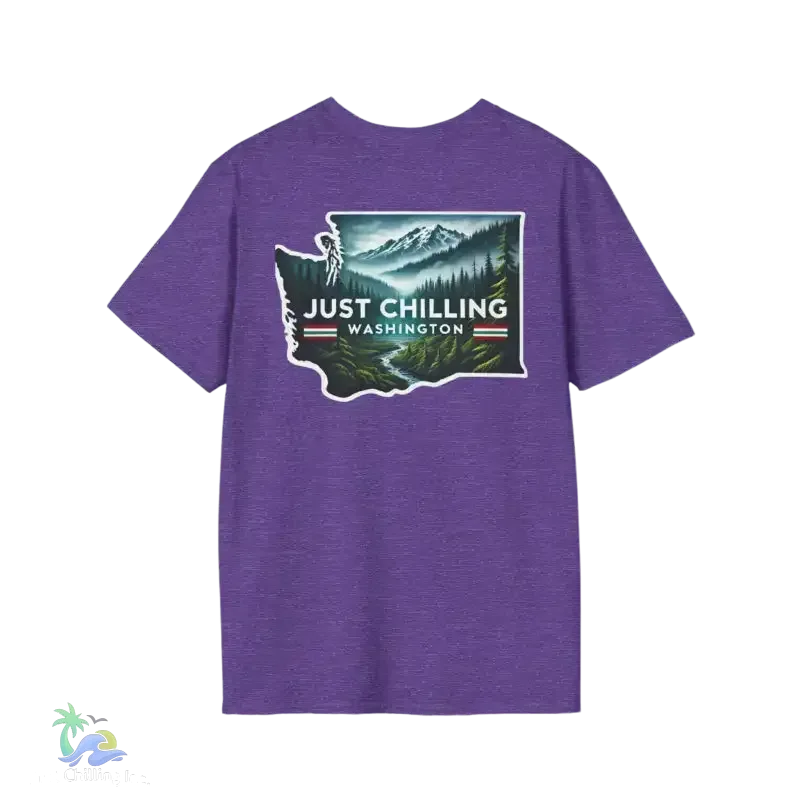 Just Chilling Washington State Tee – Scenic Mountain Back Print Unisex Comfort Shirt - Just Chilling Inc.