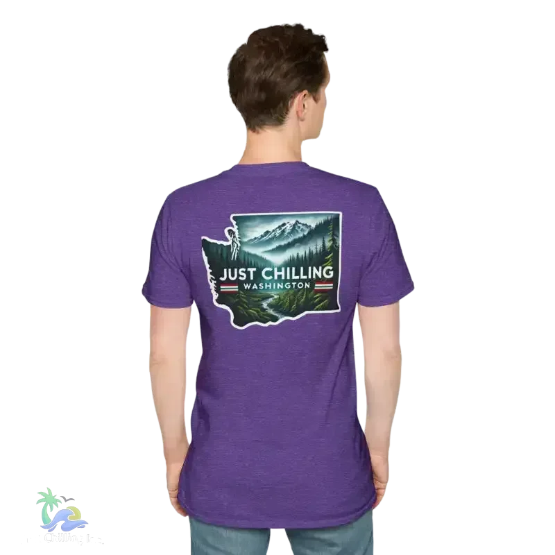Just Chilling Washington State Tee – Scenic Mountain Back Print Unisex Comfort Shirt - Just Chilling Inc.
