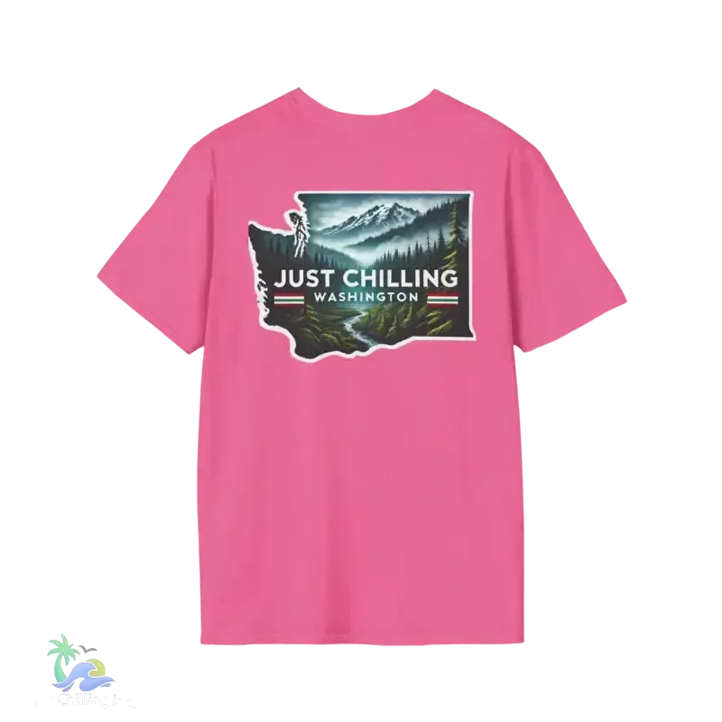 Just Chilling Washington State Tee – Scenic Mountain Back Print Unisex Comfort Shirt - Just Chilling Inc.