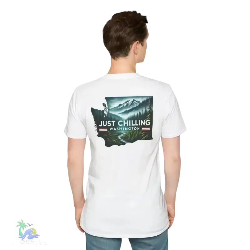 Just Chilling Washington State Tee – Scenic Mountain Back Print Unisex Comfort Shirt - Just Chilling Inc.