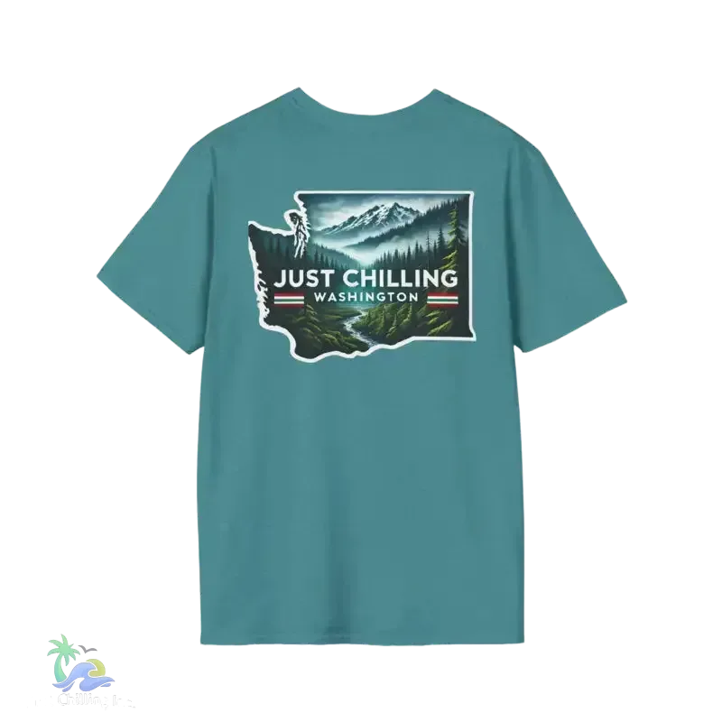 Just Chilling Washington State Tee – Scenic Mountain Back Print Unisex Comfort Shirt - Just Chilling Inc.