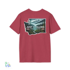 Just Chilling Washington State Tee – Scenic Mountain Back Print Unisex Comfort Shirt - Just Chilling Inc.