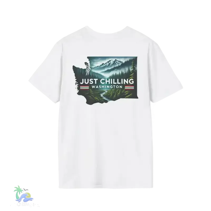 Just Chilling Washington State Tee – Scenic Mountain Back Print Unisex Comfort Shirt - Just Chilling Inc.
