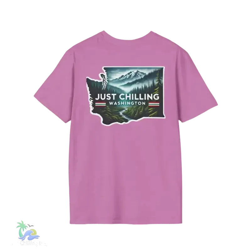 Just Chilling Washington State Tee – Scenic Mountain Back Print Unisex Comfort Shirt - Just Chilling Inc.