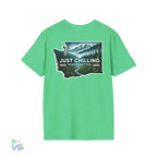 Just Chilling Washington State Tee – Scenic Mountain Back Print Unisex Comfort Shirt - Just Chilling Inc.