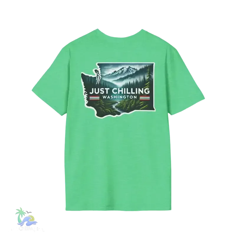 Just Chilling Washington State Tee – Scenic Mountain Back Print Unisex Comfort Shirt - Just Chilling Inc.