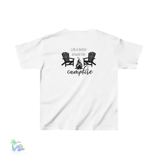 Kids Midweight Tee camping tee- Life is better by a campfire - Just Chilling Inc. - 