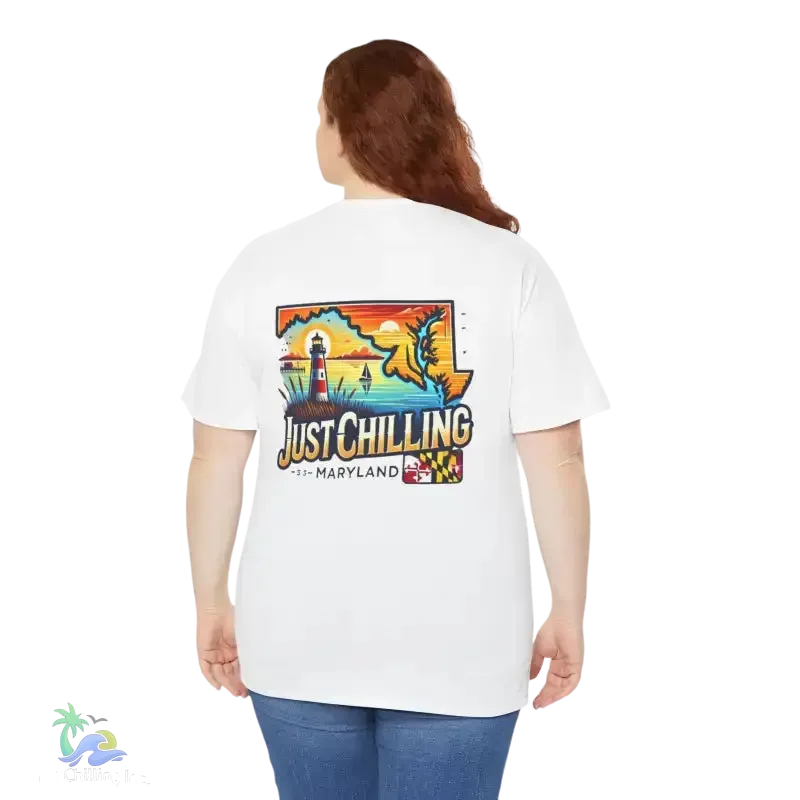 Maryland State Vibes – Unisex Cotton Tee | Classic Fit Shirt With Shoulder Tape - Just Chilling Inc.