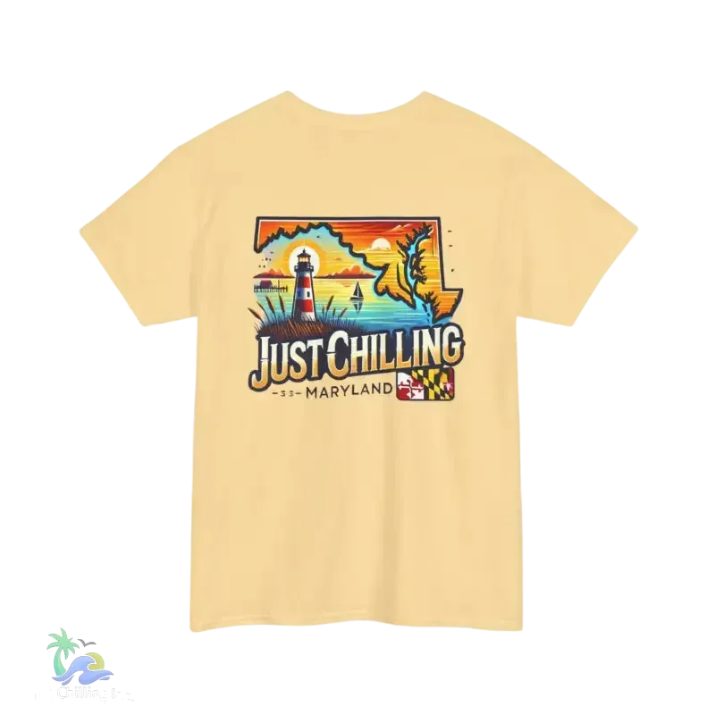 Maryland State Vibes – Unisex Cotton Tee | Classic Fit Shirt With Shoulder Tape - Just Chilling Inc.