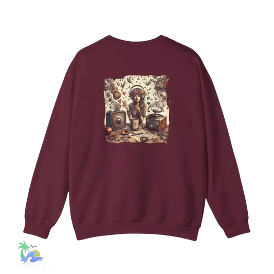 music is happiness- Lightweight Crewneck Sweatshirt - S / Maroon - Sweatshirt