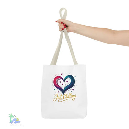 Neon Swirl‑Heart “Just Chilling” Tote Bag – All‑Over Print (3 Sizes) - Bags