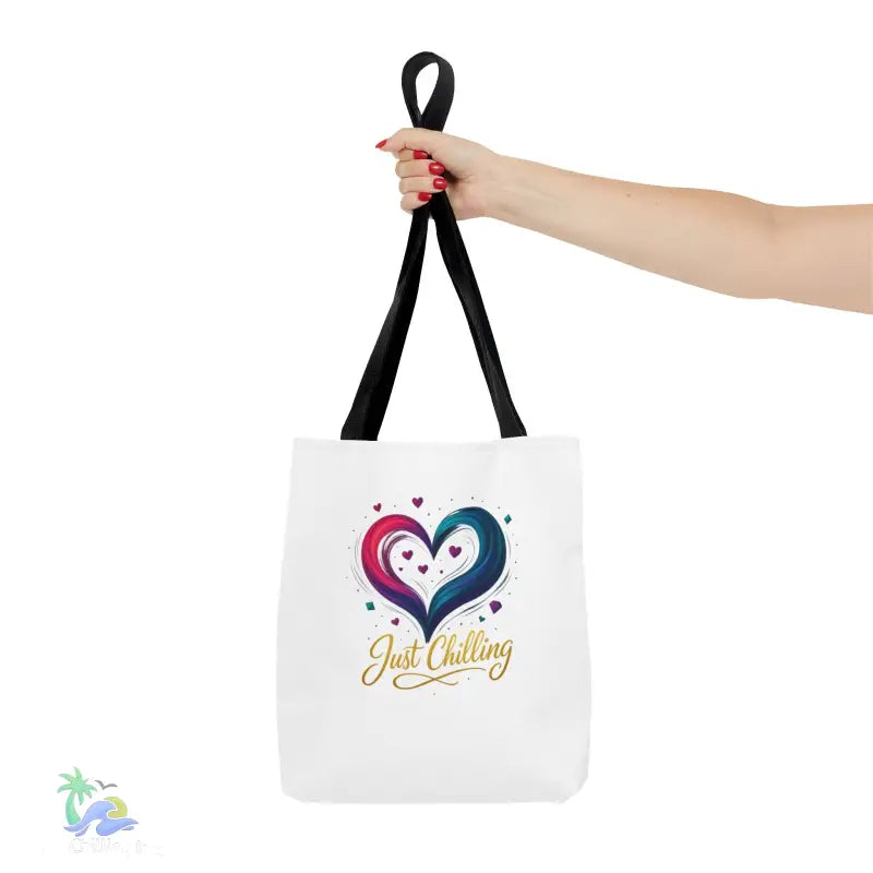 Neon Swirl‑Heart “Just Chilling” Tote Bag – All‑Over Print (3 Sizes) - Bags