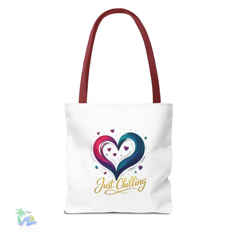 Neon Swirl‑Heart “Just Chilling” Tote Bag – All‑Over Print (3 Sizes) - Bags