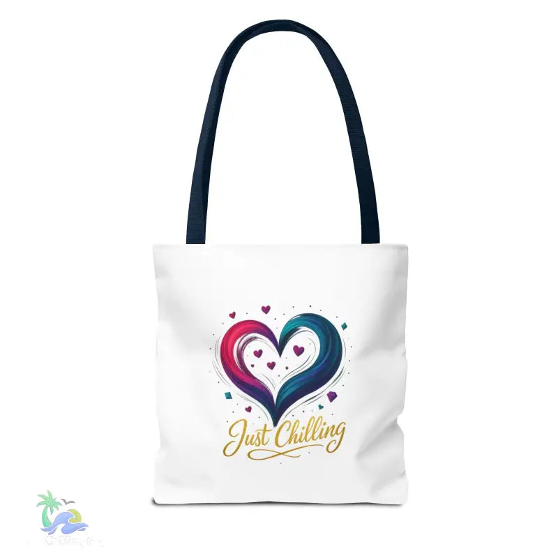 Neon Swirl‑Heart “Just Chilling” Tote Bag – All‑Over Print (3 Sizes) - Bags