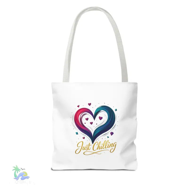 Neon Swirl‑Heart “Just Chilling” Tote Bag – All‑Over Print (3 Sizes) - Bags