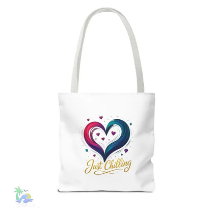 Neon Swirl‑Heart “Just Chilling” Tote Bag – All‑Over Print (3 Sizes) - Bags