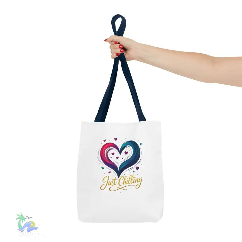 Neon Swirl‑Heart “Just Chilling” Tote Bag – All‑Over Print (3 Sizes) - Bags