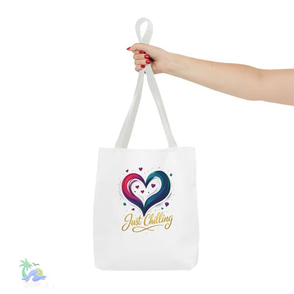 Neon Swirl‑Heart “Just Chilling” Tote Bag – All‑Over Print (3 Sizes) - Bags