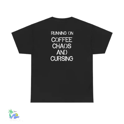 Unisex Heavy Cotton Tee running on coffee chaos and curses - Black / S - T-Shirt