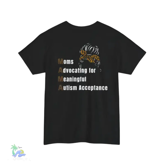 Black t-shirt with autism awareness design.