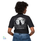 Black Cat T-Shirt – Minimalist Halloween Tee With Moon Design | Comfortable Cotton Top - Just Chilling Inc.