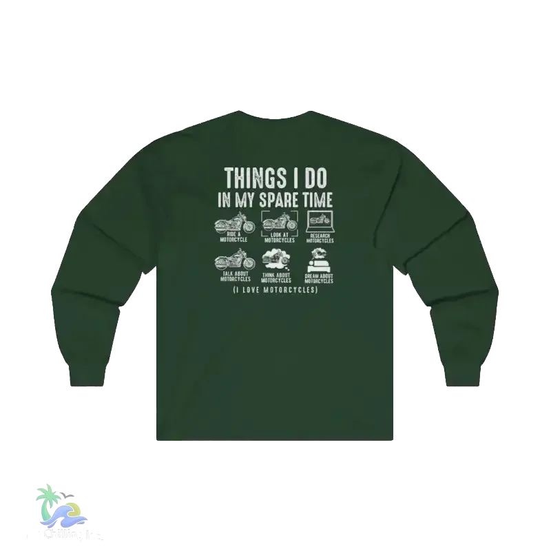 Motorcycle Lover Tee - Long Sleeve Cotton Biker Shirt With Durable Seams - Just Chilling Inc.