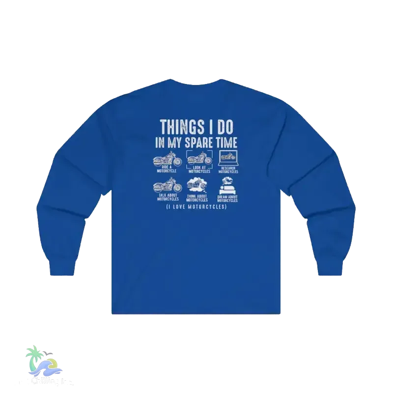 Motorcycle Lover Tee - Long Sleeve Cotton Biker Shirt With Durable Seams - Just Chilling Inc.
