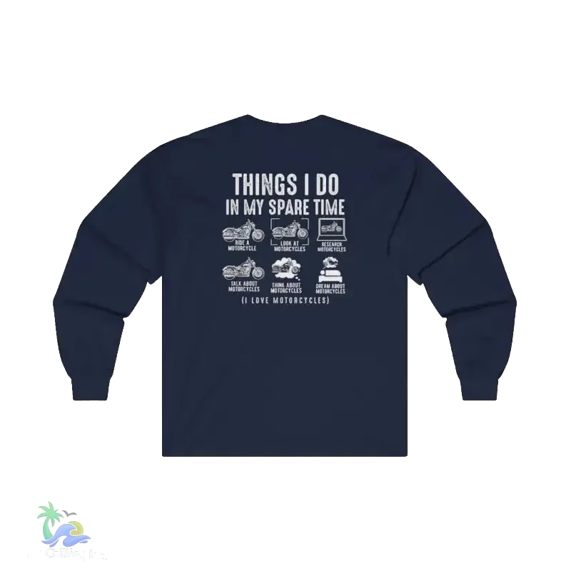 Motorcycle Lover Tee - Long Sleeve Cotton Biker Shirt With Durable Seams - Just Chilling Inc.