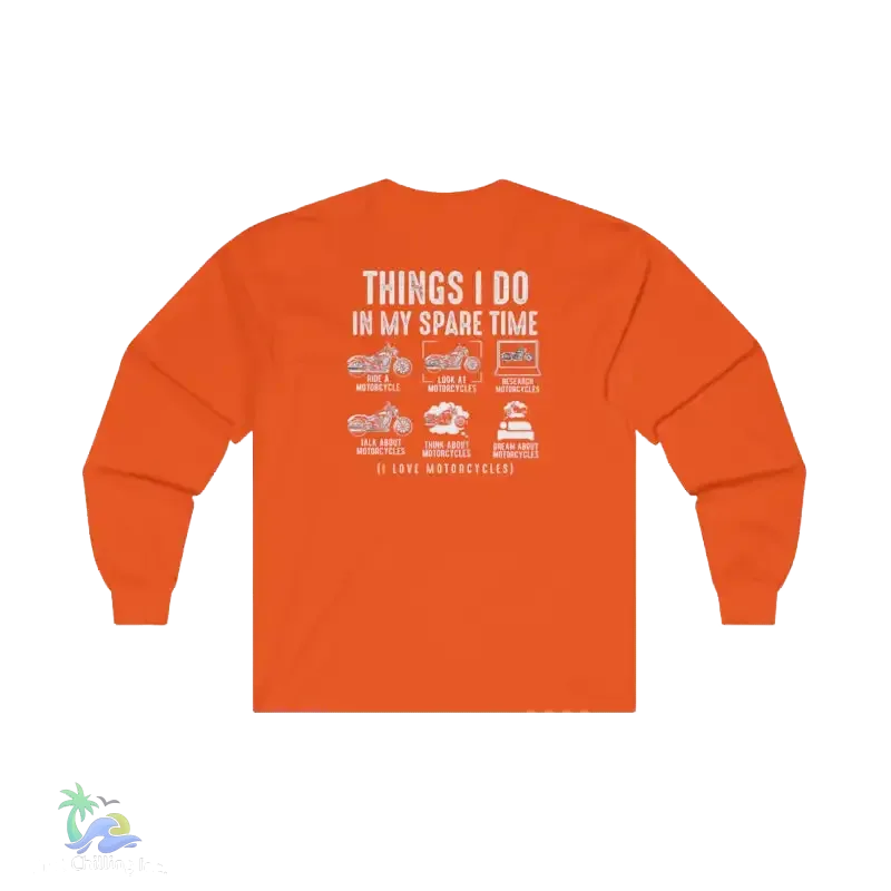 Motorcycle Lover Tee - Long Sleeve Cotton Biker Shirt With Durable Seams - Just Chilling Inc.
