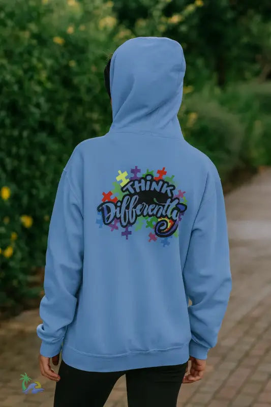 Think Differently Autism Awareness Hoodie - Carolina Blue / S - Hoodie