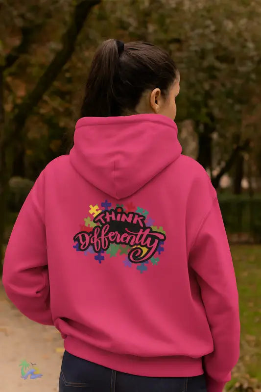 Think Differently Autism Awareness Hoodie - Heliconia / S - Hoodie