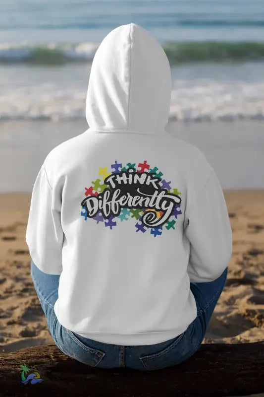 Think Differently Autism Awareness Hoodie - White / S - Hoodie