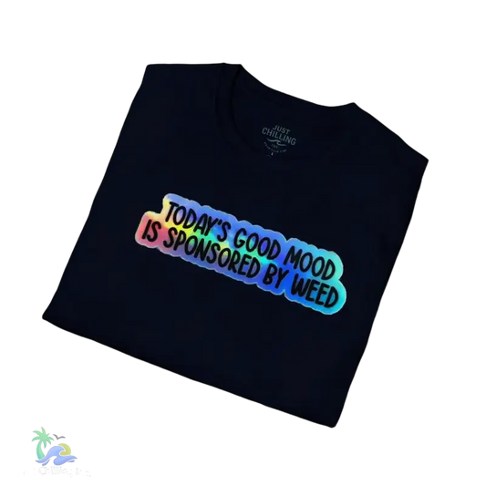 Today’s good mood was brought to you by weed- cannabis All Star Basic tee - Navy / S - T-Shirt