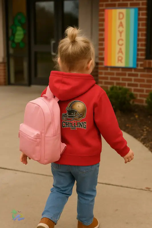 Toddler Pullover Fleece Hoodie football hoodie - 2T / Red - Kids clothes