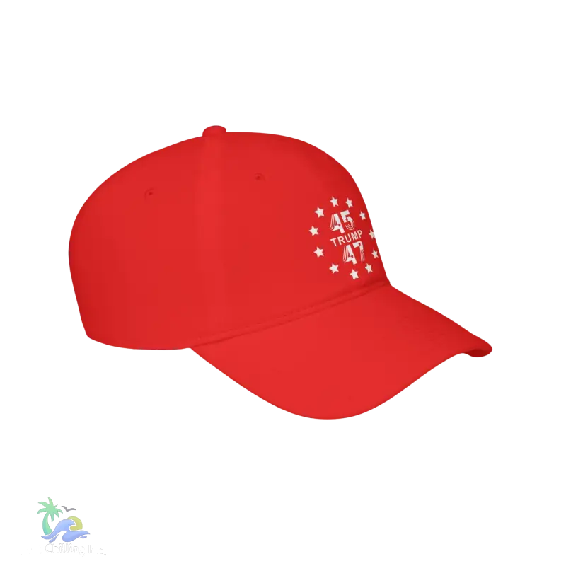 a red hat with white stars on it